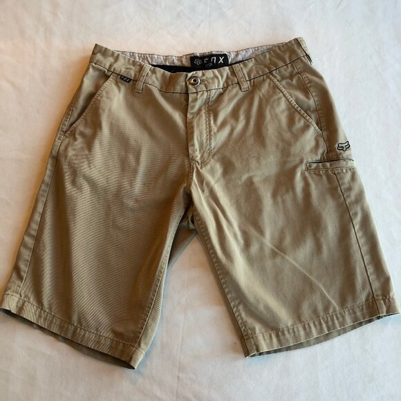 FOX Racing Taupe Flat Front Bermuda Shorts Size 32 - Picture 1 of 11